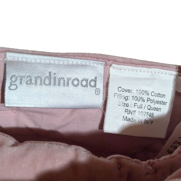 Grandin Road Queen Quilt Diamond Stitch Pink Velvet Blanket Preppy Feminine - Picture 6 of 6